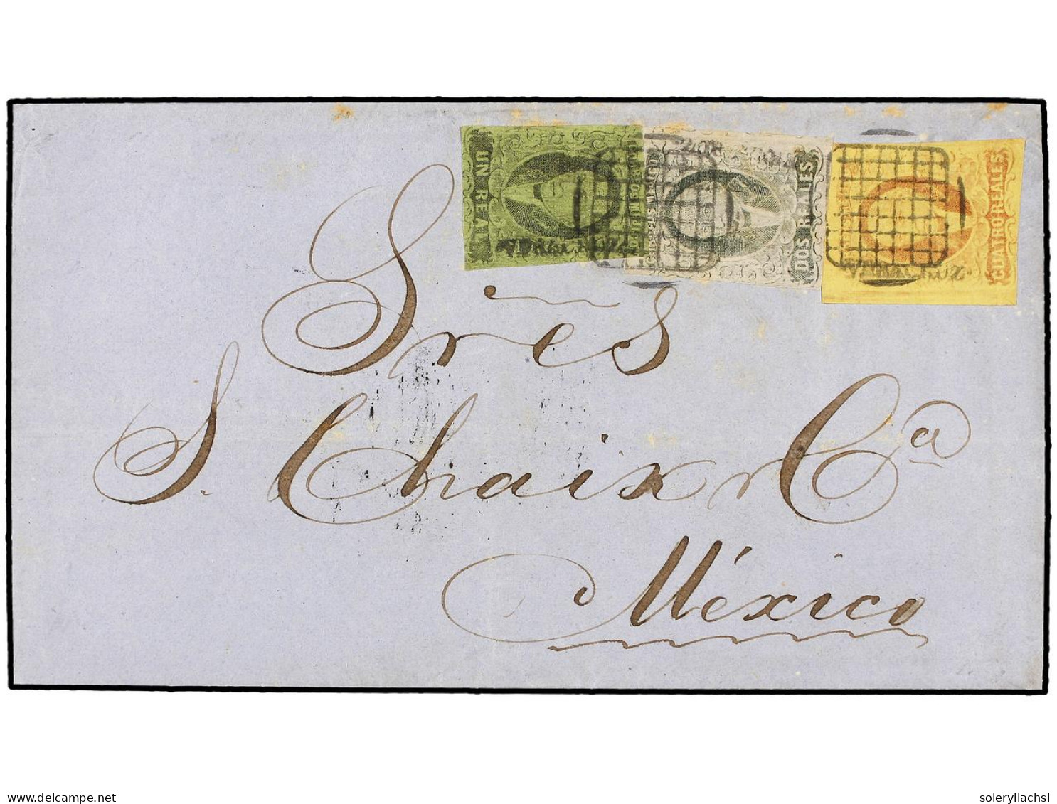 MEXICO. 1861. Vera Cruz District 1 R. Black On Green, 2 R. Black On Rose And 4 R. Red On Yellow, Ample To Large Margins  - Sonstige & Ohne Zuordnung