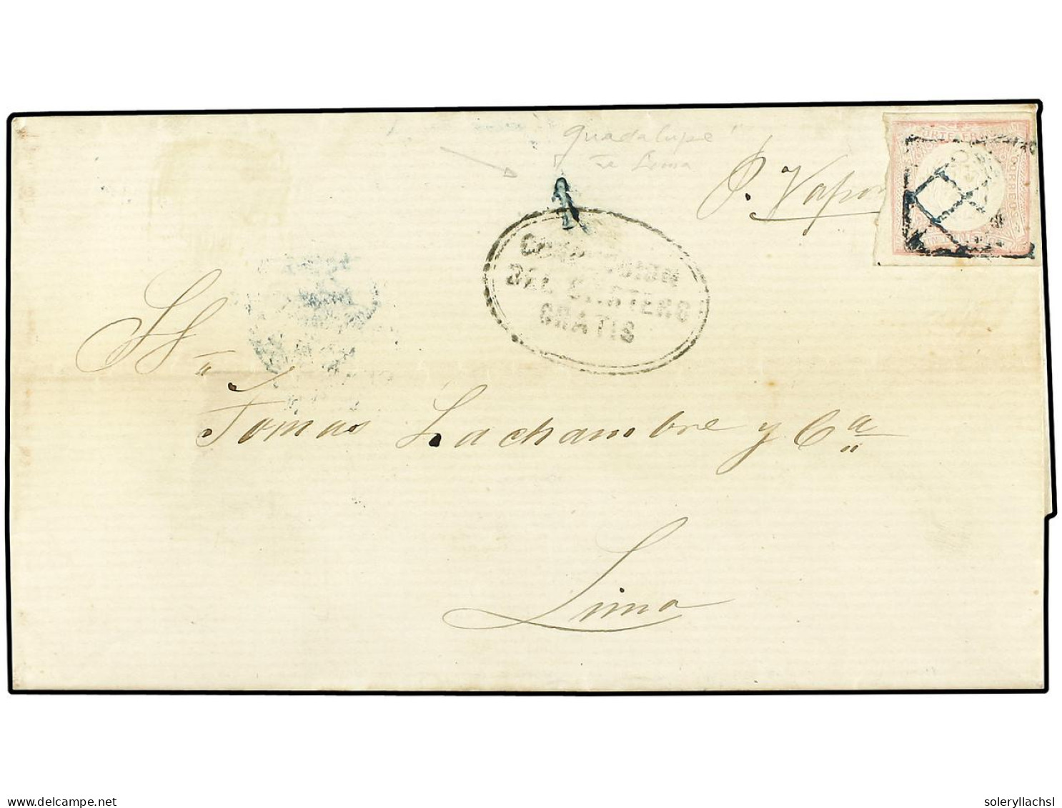 PERU. 1863 (24 Nov.). GUADALUPE (norte Del Perú) A LIMA. Carta Circulada Sin Sellos (probablemente Por Carecer De Ellos) - Other & Unclassified