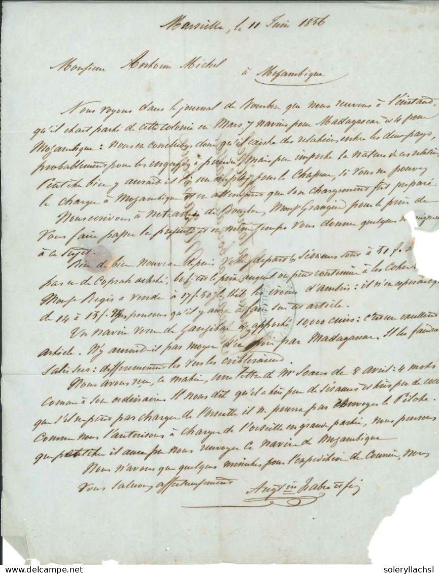 MOZAMBIQUE. 1856-57. 3 Covers From France To Mozambique In The Text Instructions For Forwarding. - Andere & Zonder Classificatie