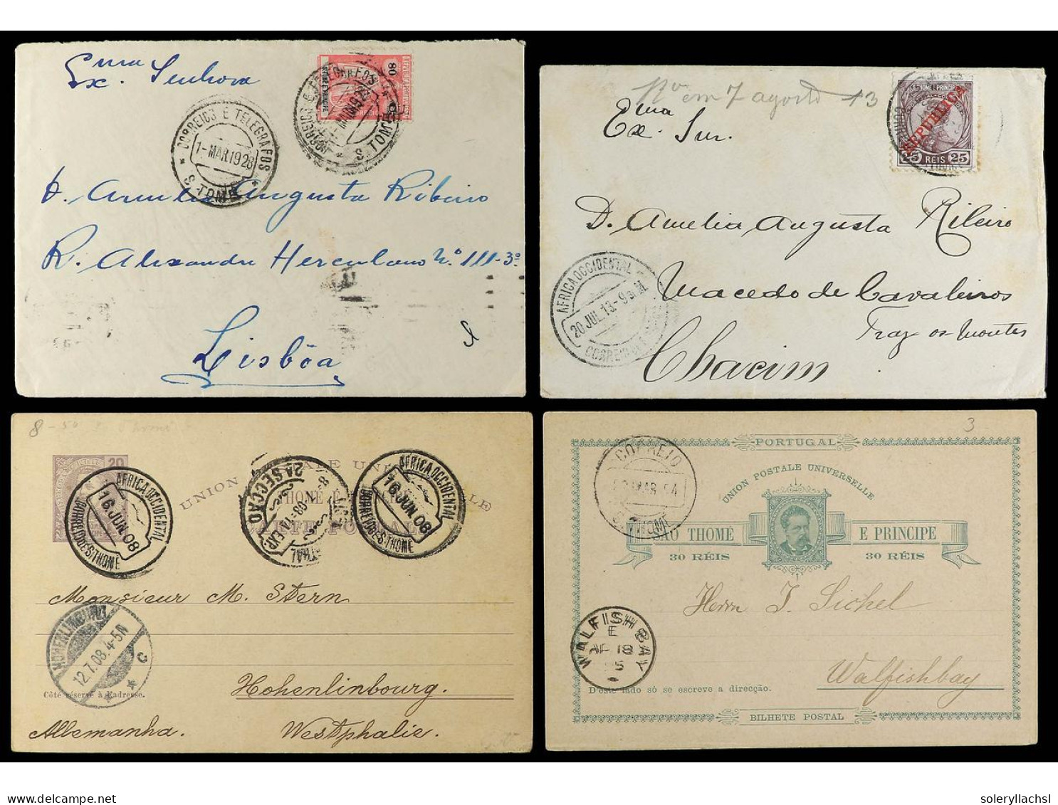 PORTUGAL: ST THOMAS & PRINCE. 1895-1920. 10 Covers And Cards With Diverse Frankings, One With Inverted Overprinted. - Autres & Non Classés