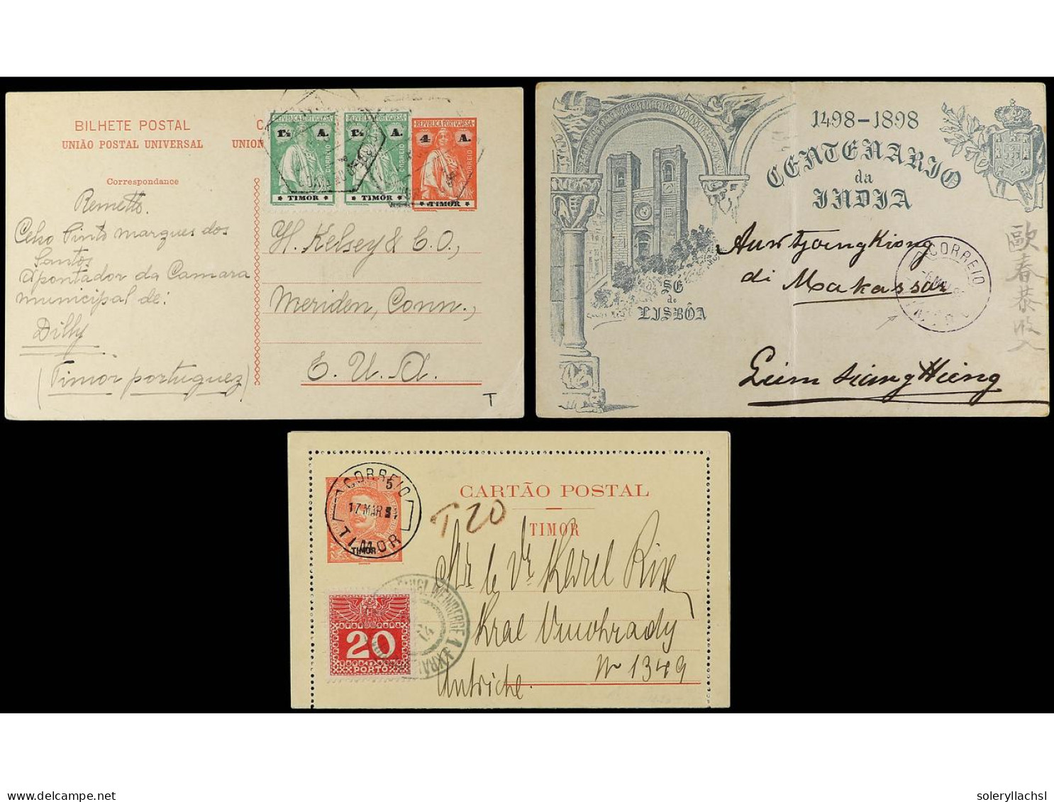 TIMOR. 1898-1928. 3 Cards, One With Austrian Postage Due Stamp. - Autres & Non Classés