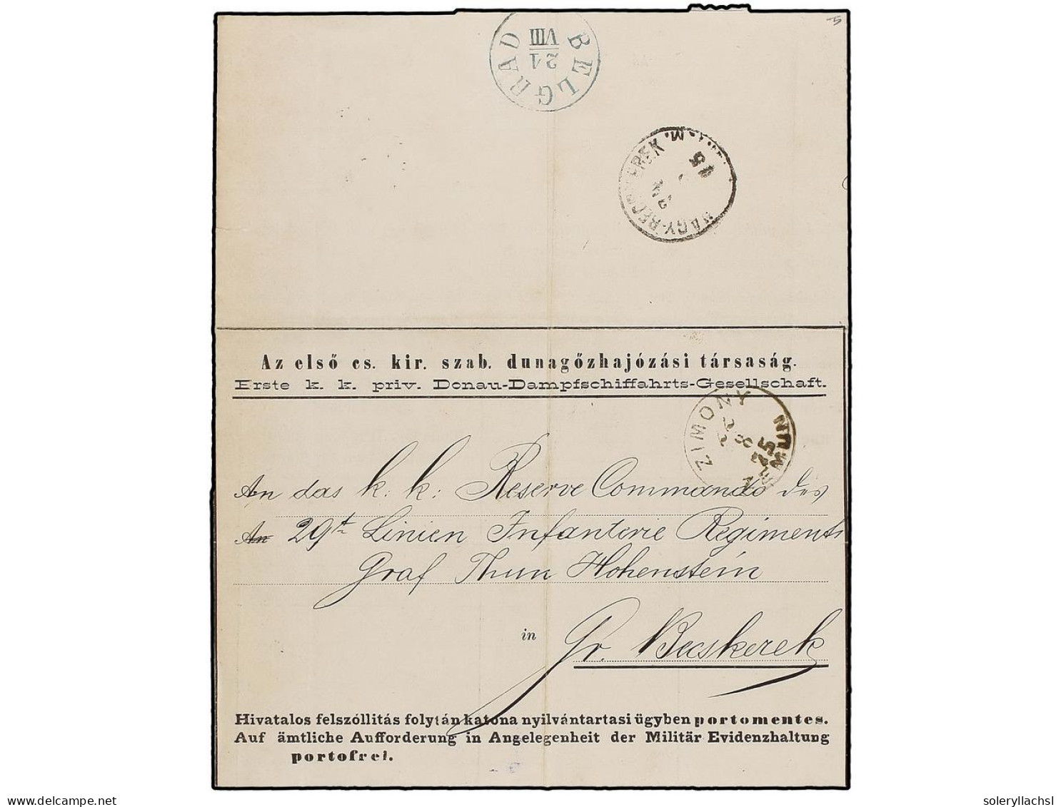 SERBIA. 1875 (20 Aug.). DANUBE STEAM NAVIGATION COMPANY. Official Printed Cover From The DDSG Offices In BELGRADE With E - Andere & Zonder Classificatie