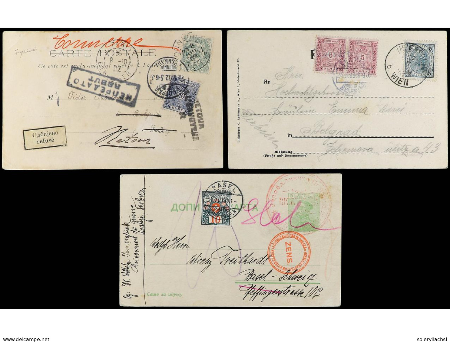 SERBIA. 1902-15. 3 Covers With POSTAGE DUE STAMPS. - Autres & Non Classés