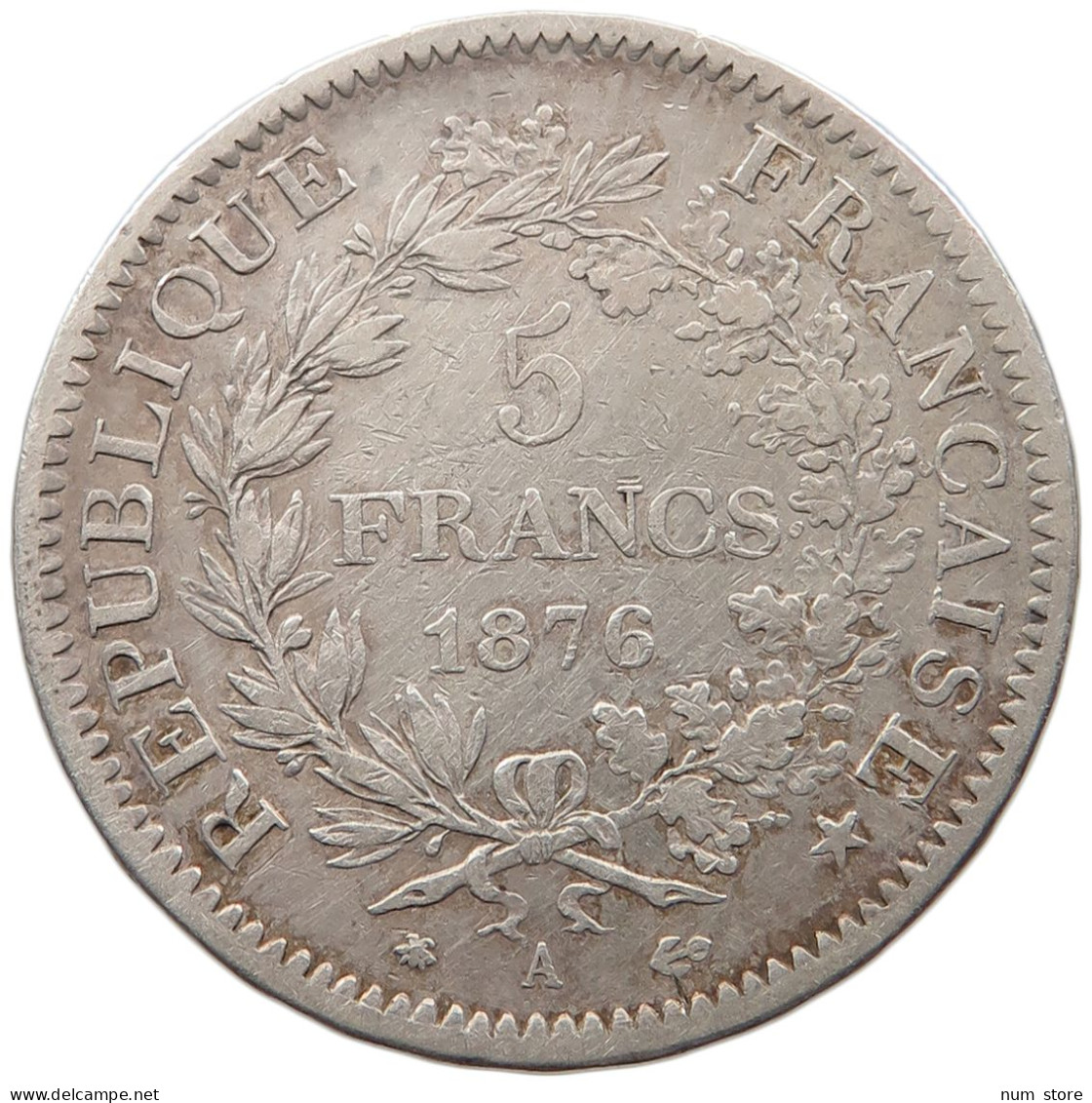 FRANCE 5 FRANCS 1876 A  #t026 0041 - 5 Francs