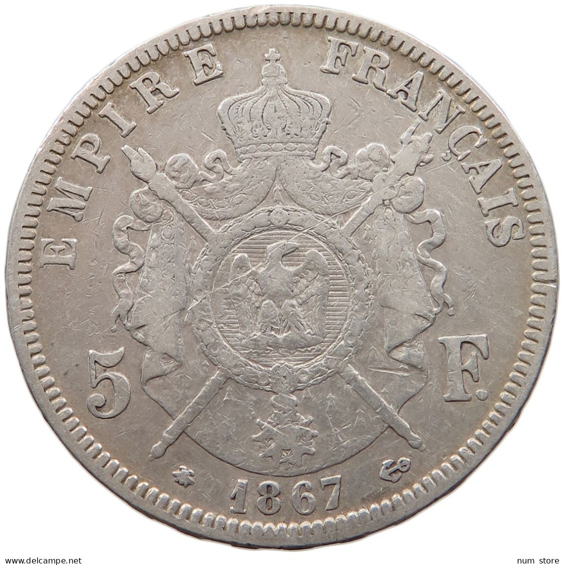 FRANCE 5 FRANCS 1867 A Napoleon III. (1852-1870) #t026 0053 - 5 Francs