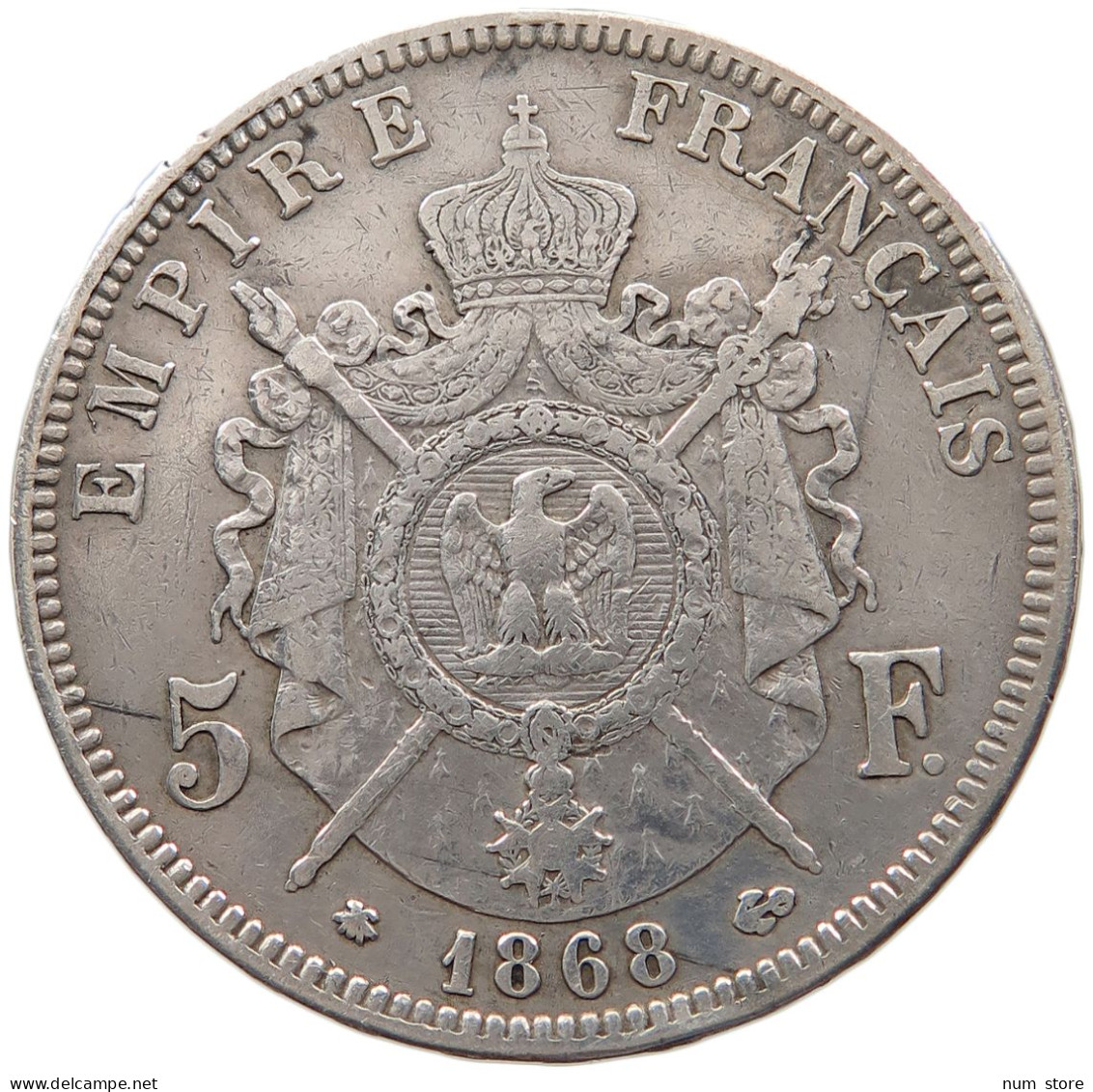 FRANCE 5 FRANCS 1868 A Napoleon III. (1852-1870) #t026 0051 - 5 Francs