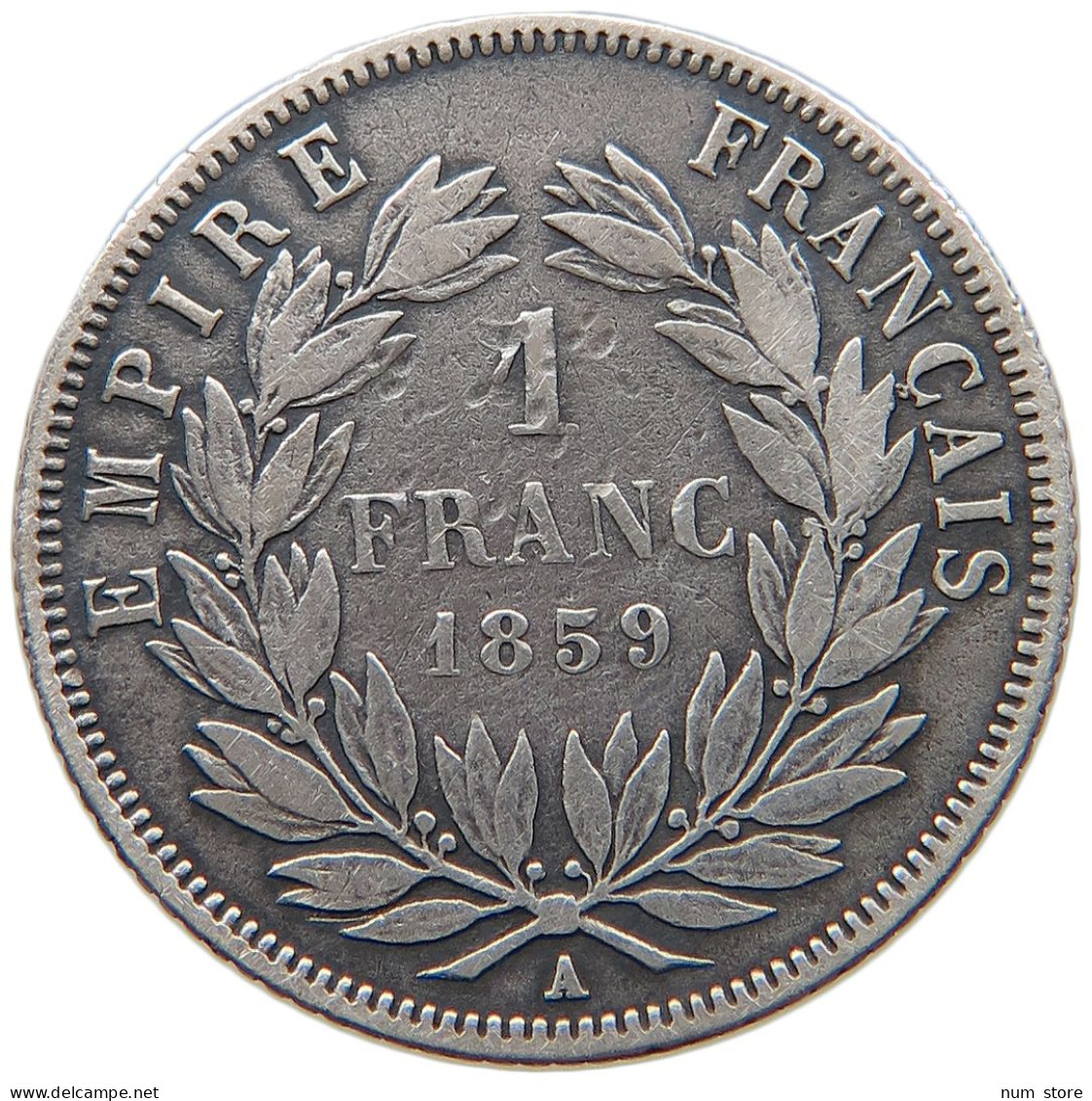 FRANCE FRANC 1859 A Napoleon III. (1852-1870) #t027 0009 - 1 Franc