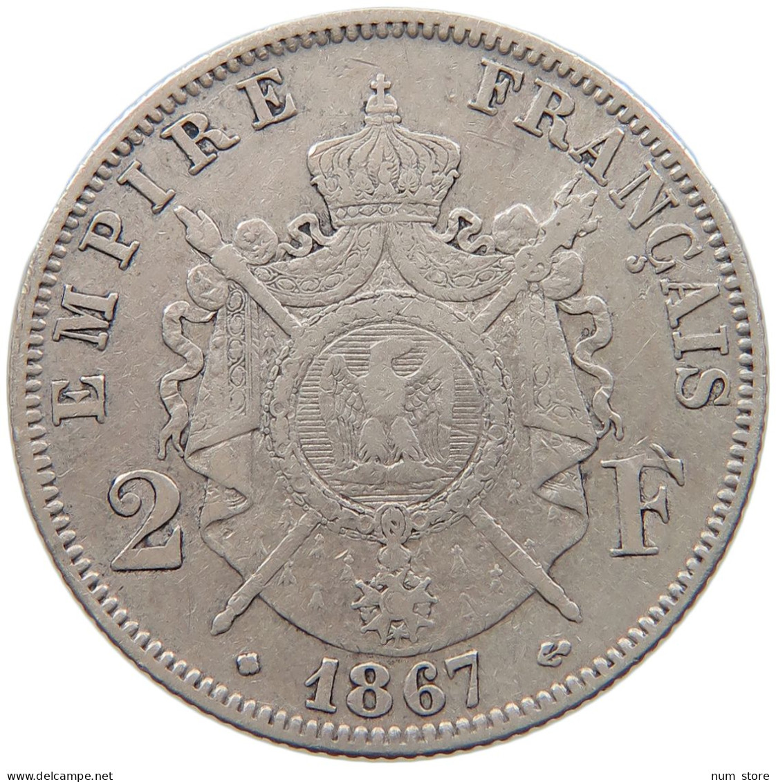 FRANCE 2 FRANCS 1867 BB Napoleon III. (1852-1870) #t026 0157 - 2 Francs