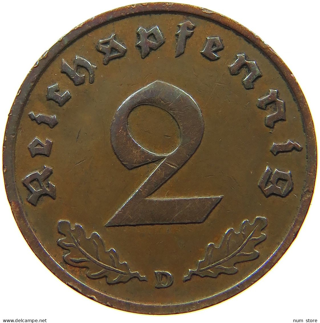 DRITTES REICH 2 PFENNIG 1936 D  #t027 0453 - 2 Reichspfennig