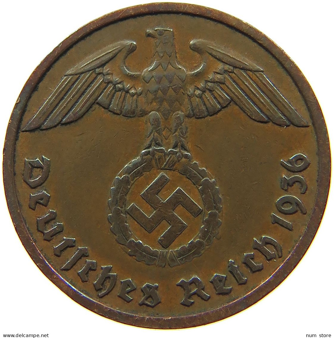 DRITTES REICH 2 PFENNIG 1936 D  #t027 0453 - 2 Reichspfennig