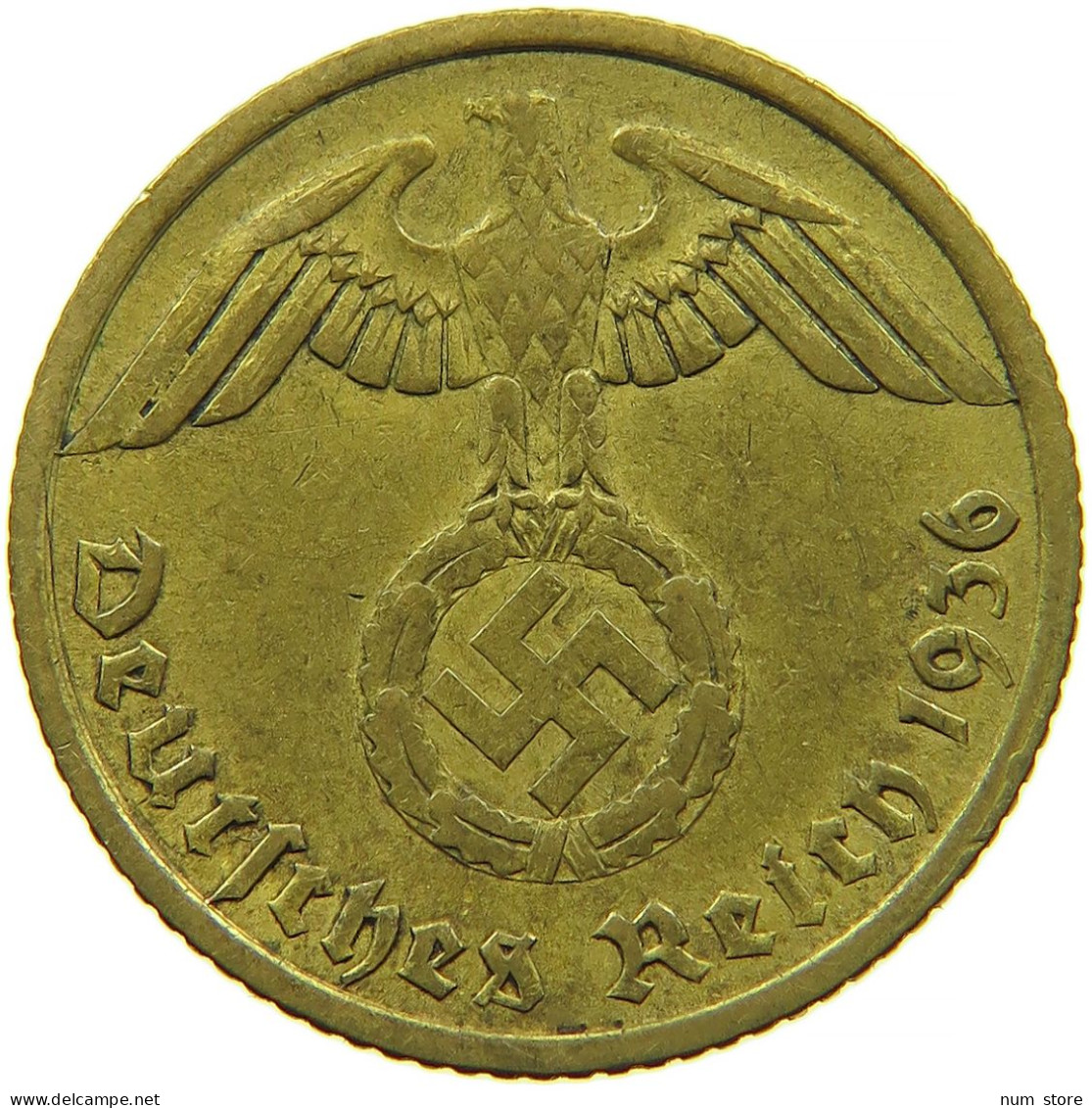 DRITTES REICH 10 PFENNIG 1936 A  #t027 0565 - 10 Reichspfennig
