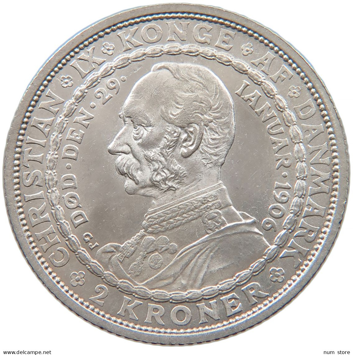 DENMARK 2 KRONER 1906 Christian IX. (1863-1906) #t025 0139 - Danemark