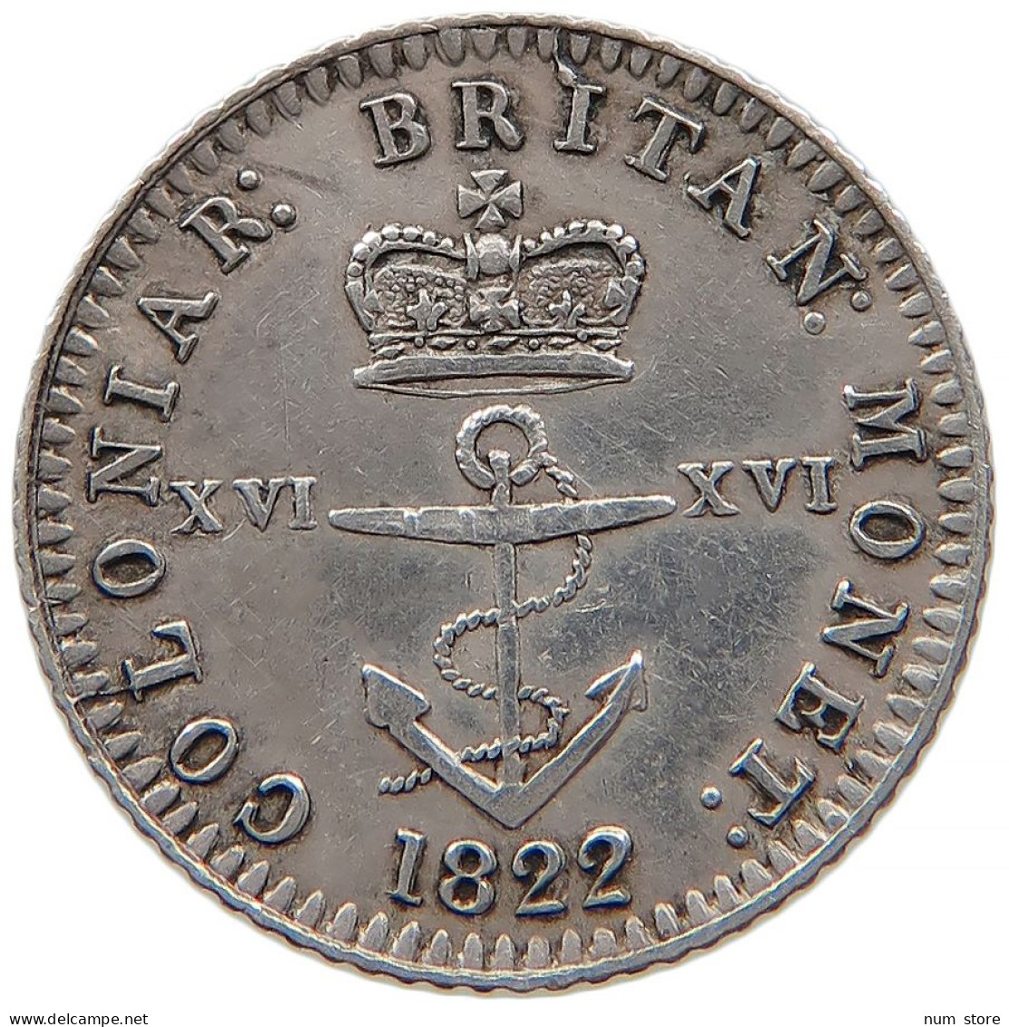 BRITISH WEST INDIES 1/16 DOLLAR 1822 GEORGE IV. (1820-1830) #t024 0293 - Kolonies