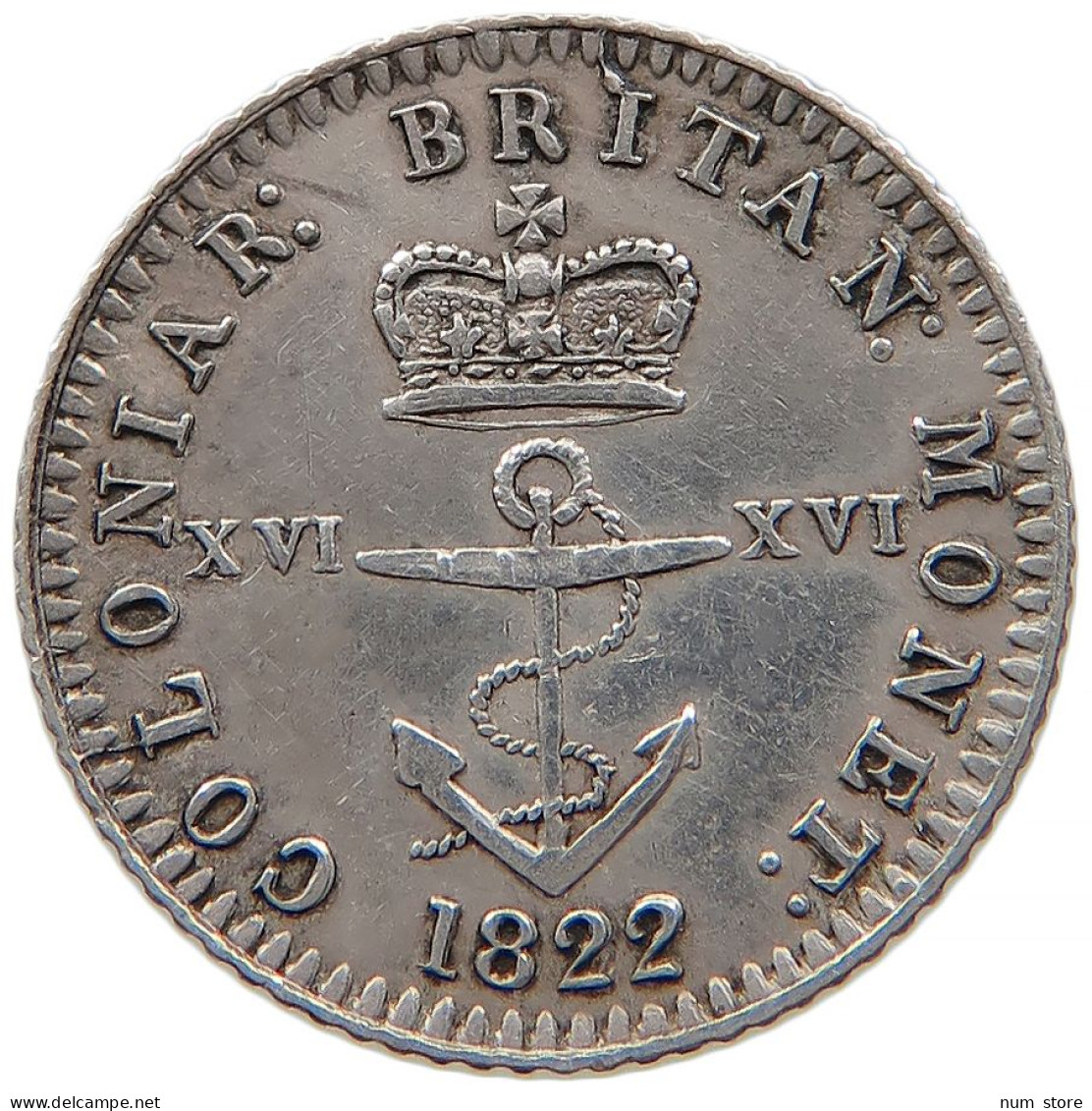 BRITISH WEST INDIES 1/16 DOLLAR 1822 GEORGE IV. (1820-1830) #t024 0293 - Colonias