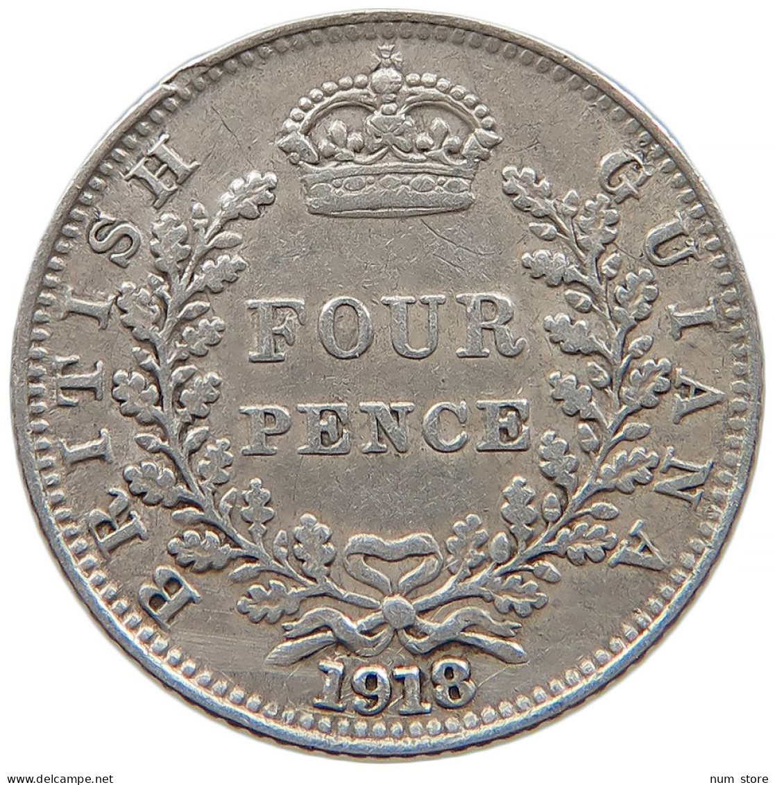 BRITISH GUYANA 4 PENCE 1918 George V. (1910-1936) #t022 0479 - Kolonies