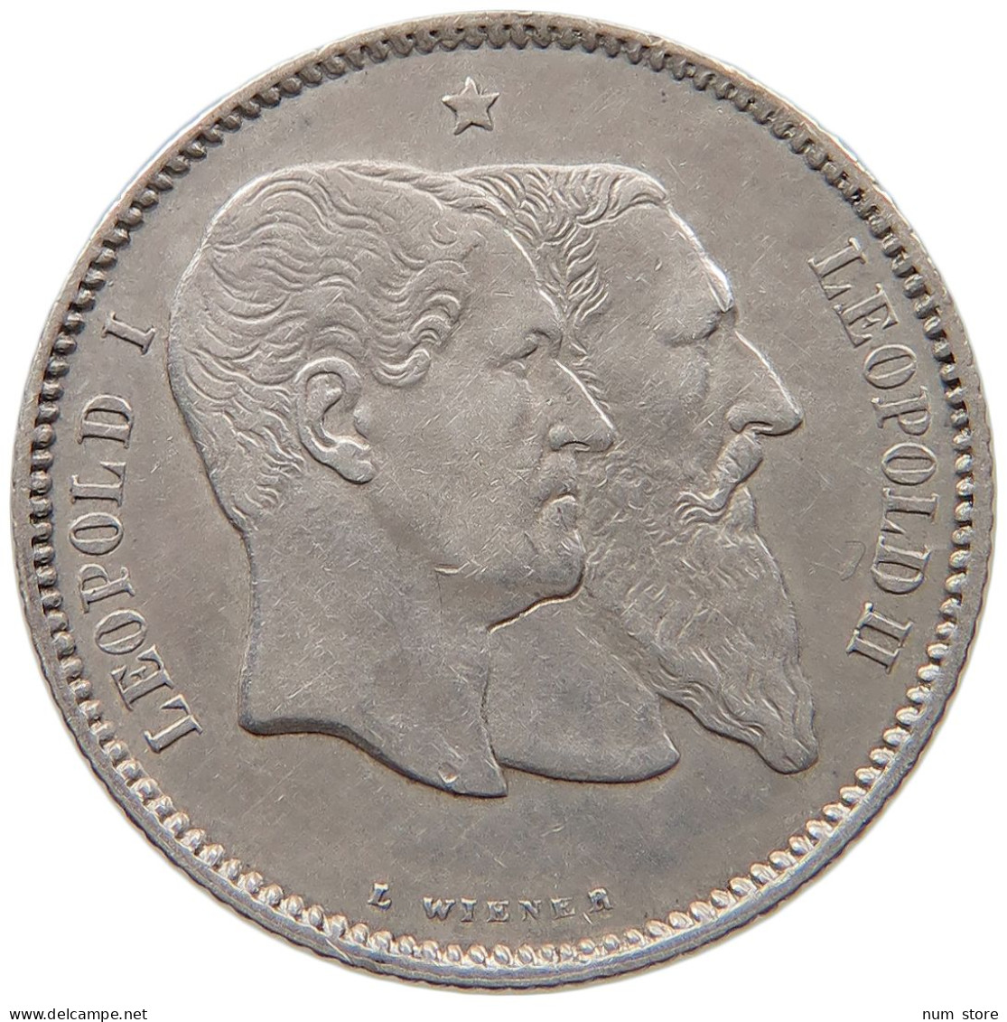 BELGIUM FRANC 1880 Leopold II. 1865-1909 #t027 0007 - 1 Franc