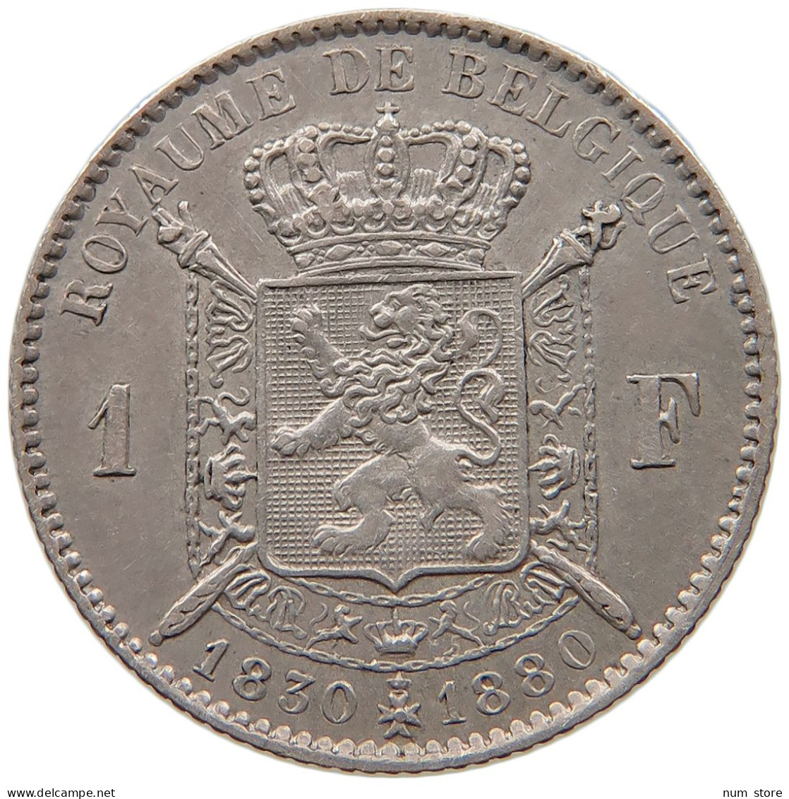 BELGIUM FRANC 1880 Leopold II. 1865-1909 #t027 0007 - 1 Franc