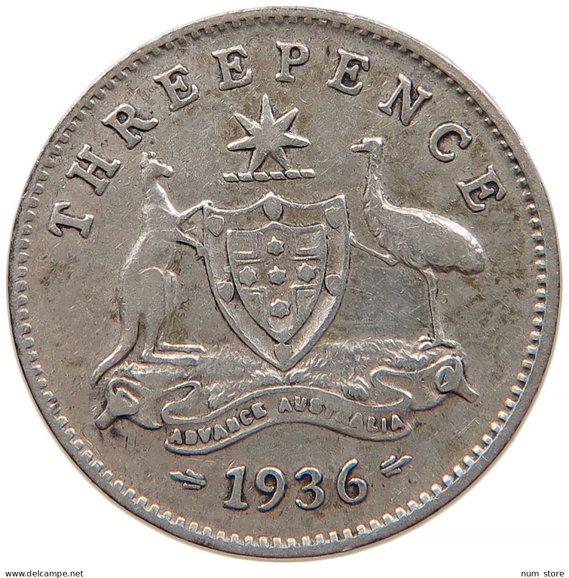 AUSTRALIA THREEPENCE 3 PENCE 1936 George V. (1910-1936) #t023 0321 - Threepence