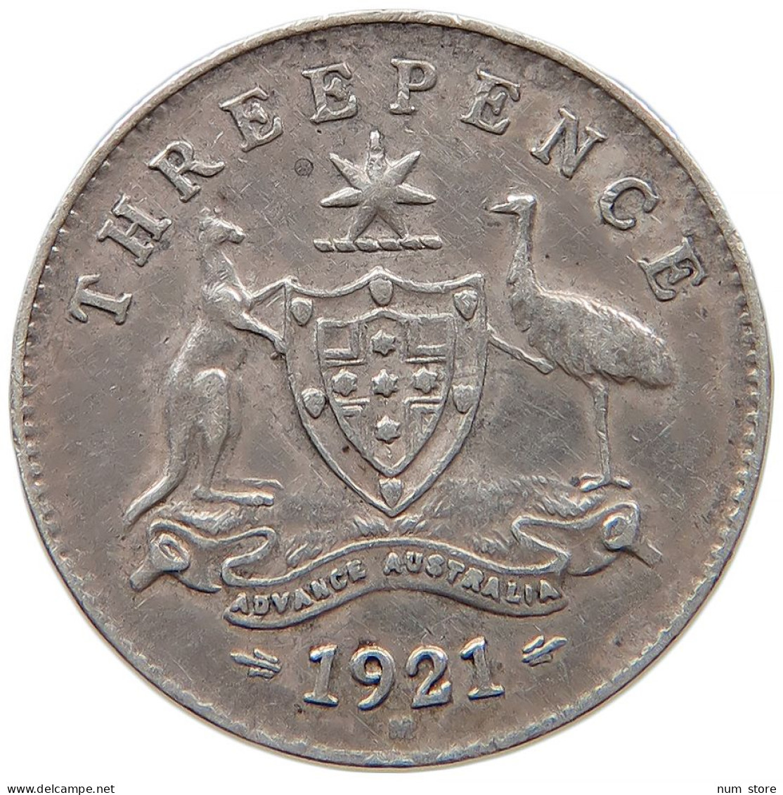 AUSTRALIA THREEPENCE 3 PENCE 1921 M George V. (1910-1936) #t023 0327 - Threepence