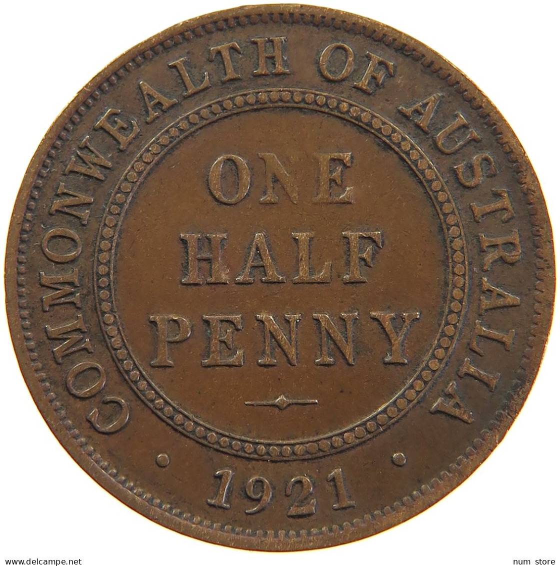 AUSTRALIA HALFPENNY 1921 George V. (1910-1936) #t023 0373 - ½ Penny