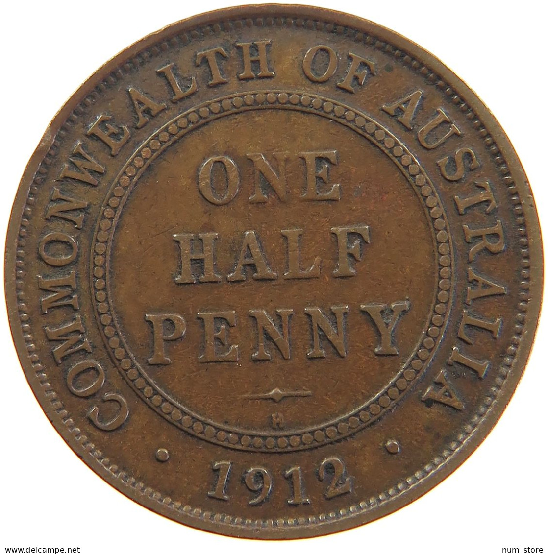 AUSTRALIA HALFPENNY 1912 H George V. (1910-1936) #t023 0375 - ½ Penny