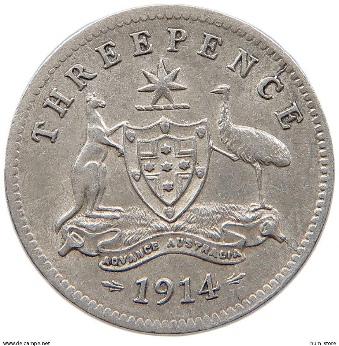 AUSTRALIA THREEPENCE 1914 George V. (1910-1936) #t022 0485 - Threepence