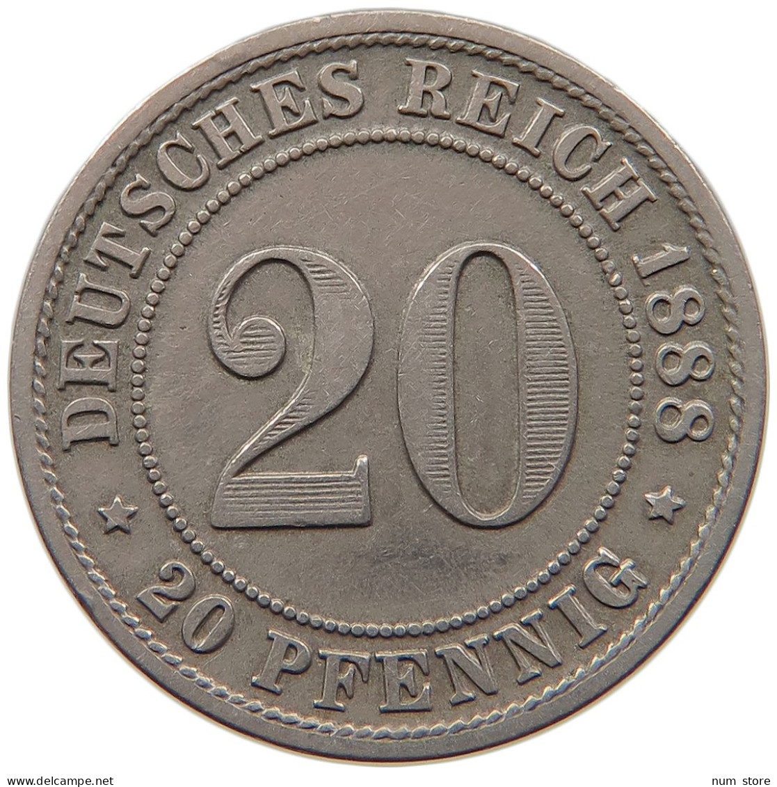 KAISERREICH 20 PFENNIG 1888 F  #t029 0163 - 20 Pfennig