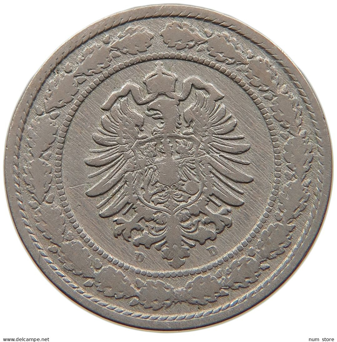 KAISERREICH 20 PFENNIG 1887 D  #t029 0167 - 20 Pfennig