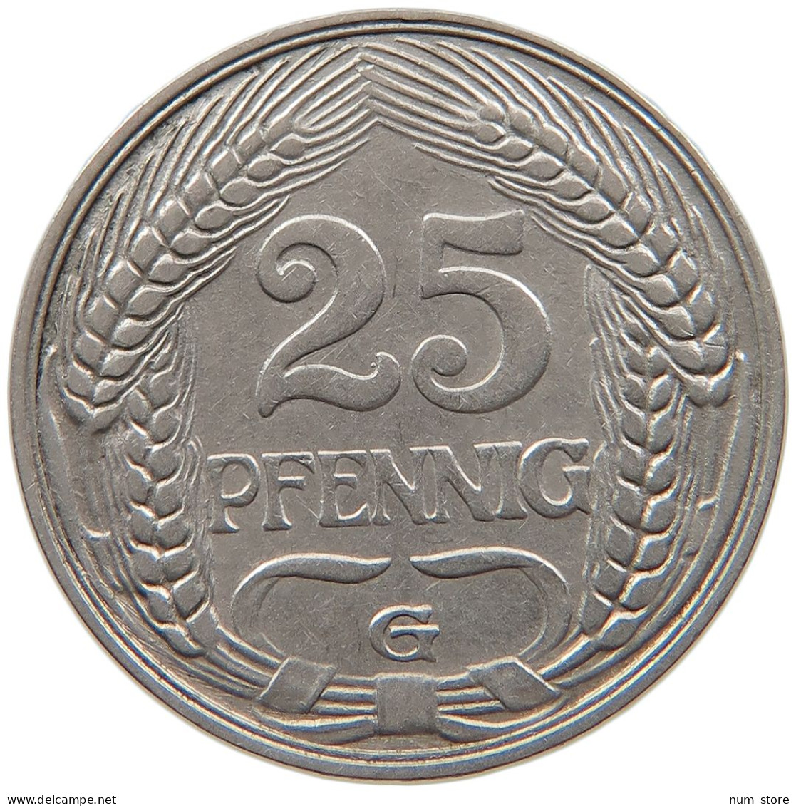 KAISERREICH 25 PFENNIG 1909 G  #t029 0177 - 25 Pfennig