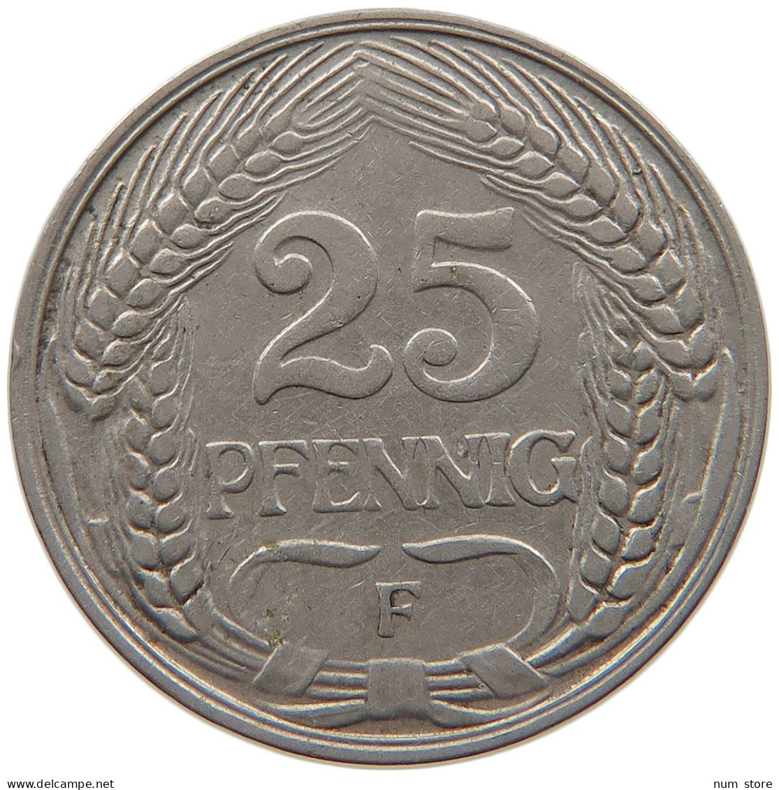 KAISERREICH 25 PFENNIG 1909 F  #t029 0183 - 25 Pfennig