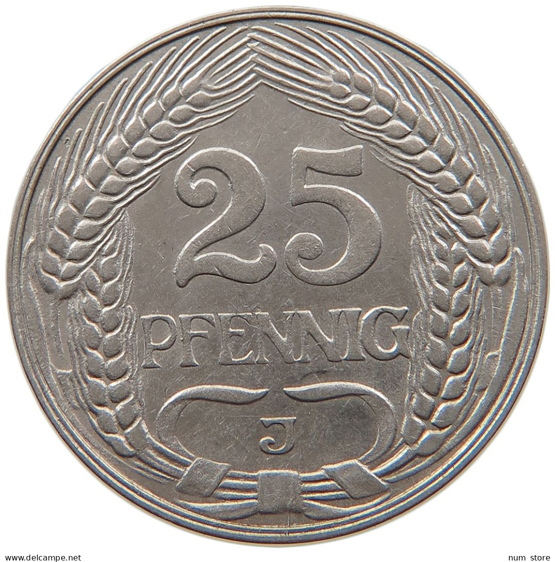 KAISERREICH 25 PFENNIG 1910 J  #t029 0181 - 25 Pfennig