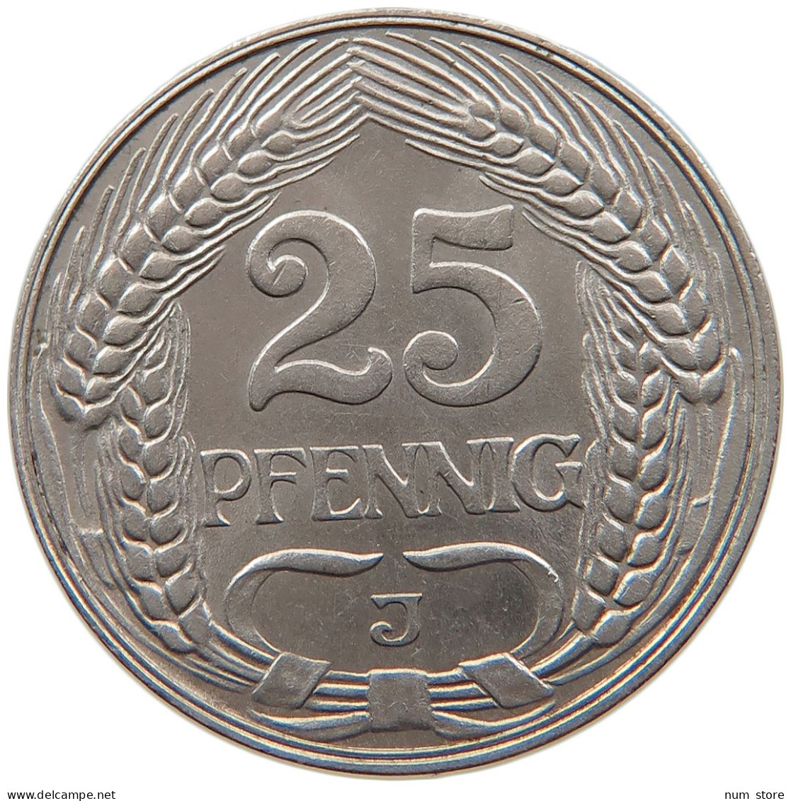 KAISERREICH 25 PFENNIG 1912 J  #t029 0197 - 25 Pfennig