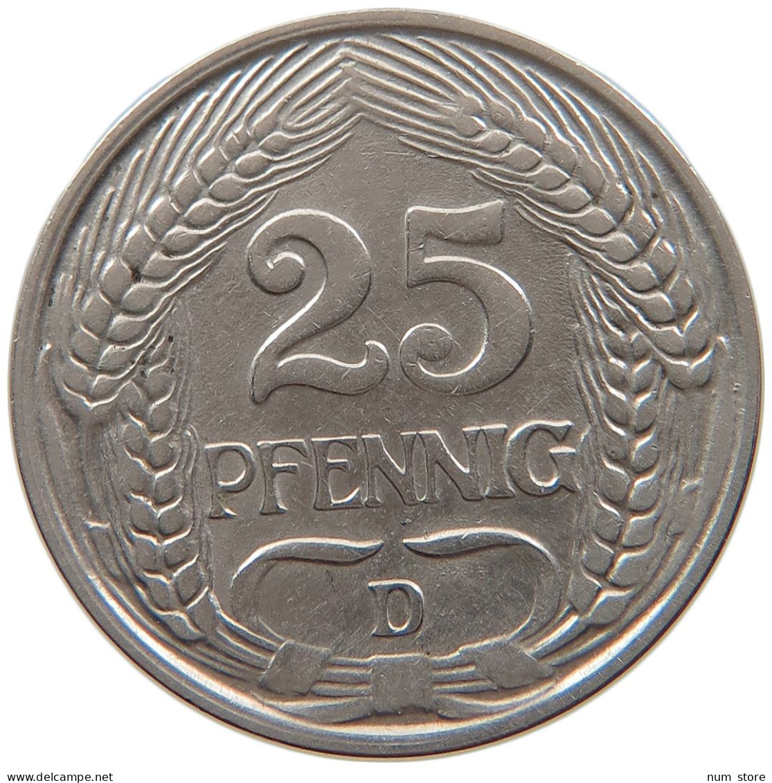 KAISERREICH 25 PFENNIG 1910 D  #t029 0187 - 25 Pfennig