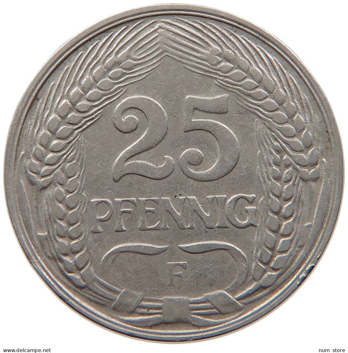 KAISERREICH 25 PFENNIG 1910 F  #t029 0193 - 25 Pfennig