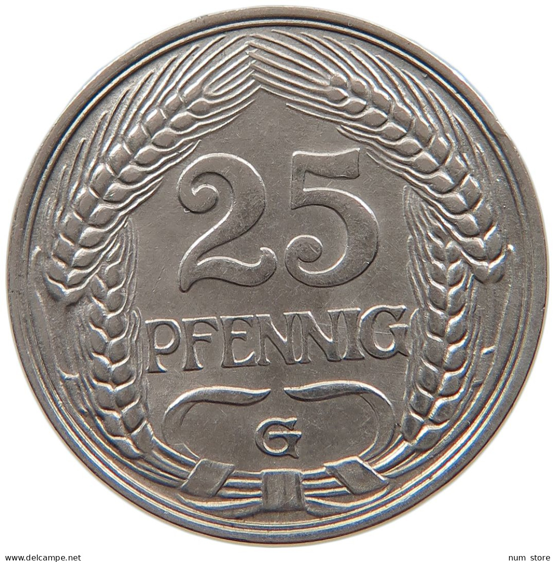 KAISERREICH 25 PFENNIG 1911 G  #t029 0199 - 25 Pfennig