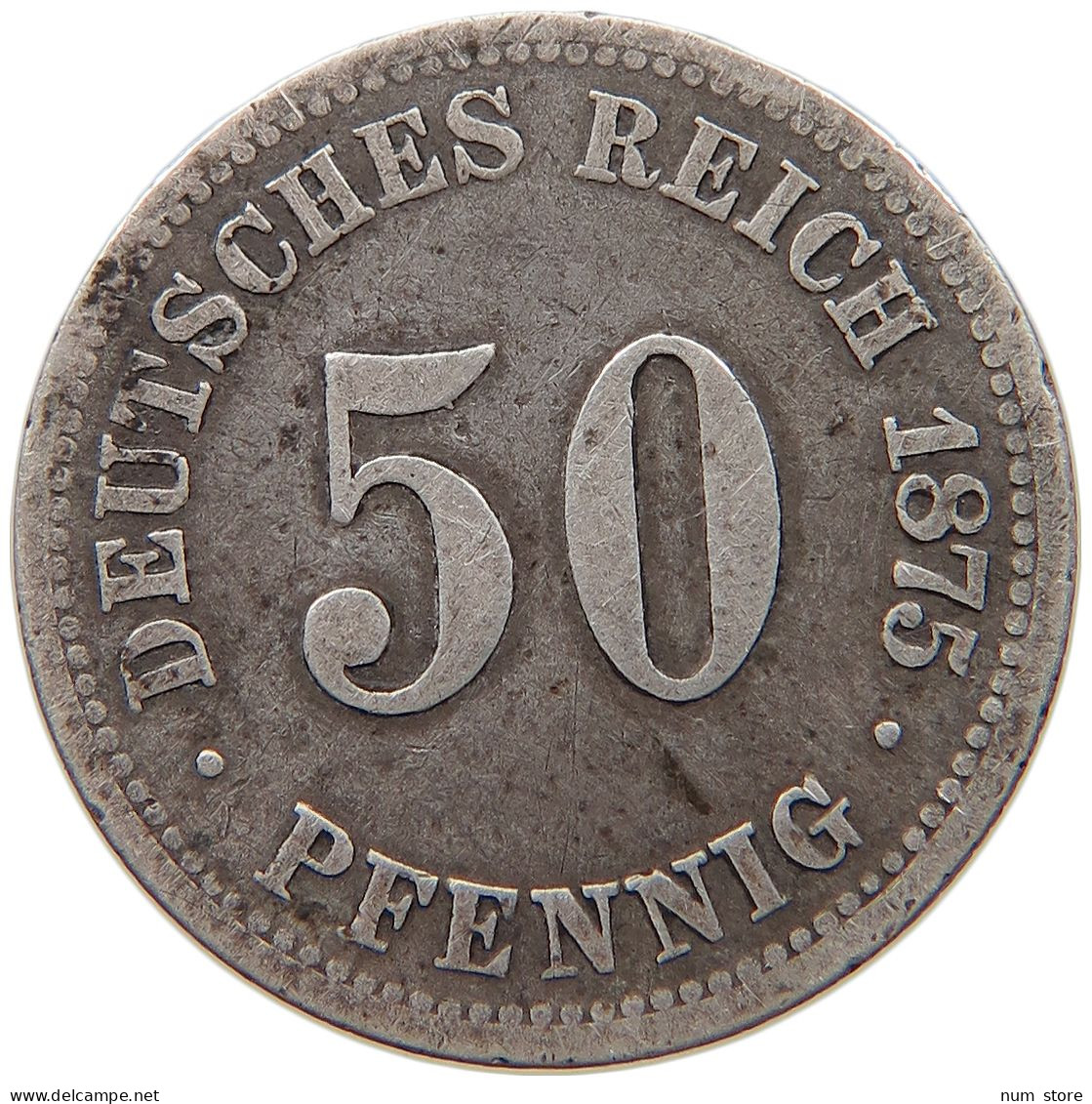 KAISERREICH 50 PFENNIG 1875 B  #t029 0241 - 50 Pfennig