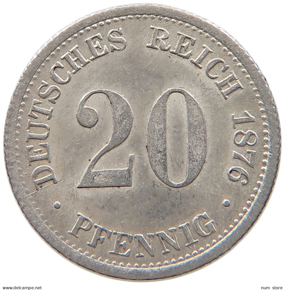 KAISERREICH 20 PFENNIG 1876 F  #t029 0267 - 20 Pfennig