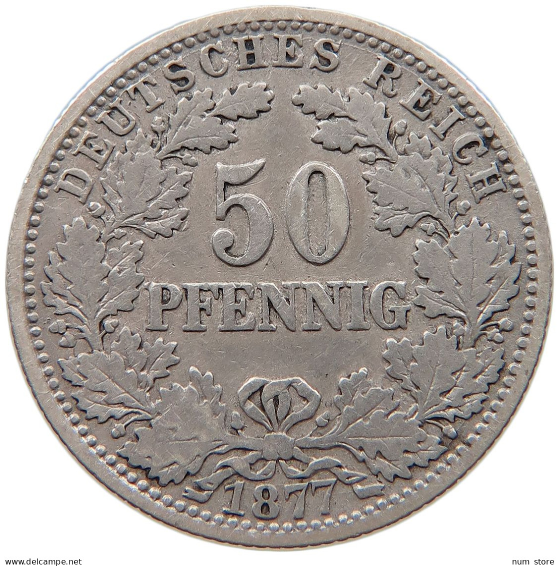 KAISERREICH 50 PFENNIG 1877 G  #t029 0259 - 50 Pfennig