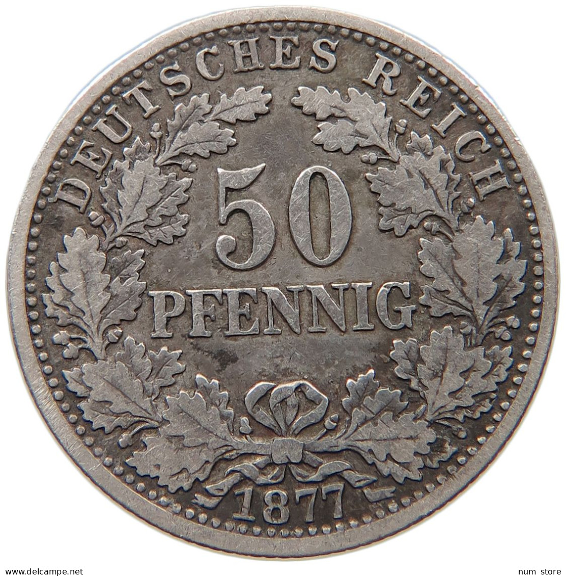 KAISERREICH 50 PFENNIG 1877 D  #t029 0257 - 50 Pfennig