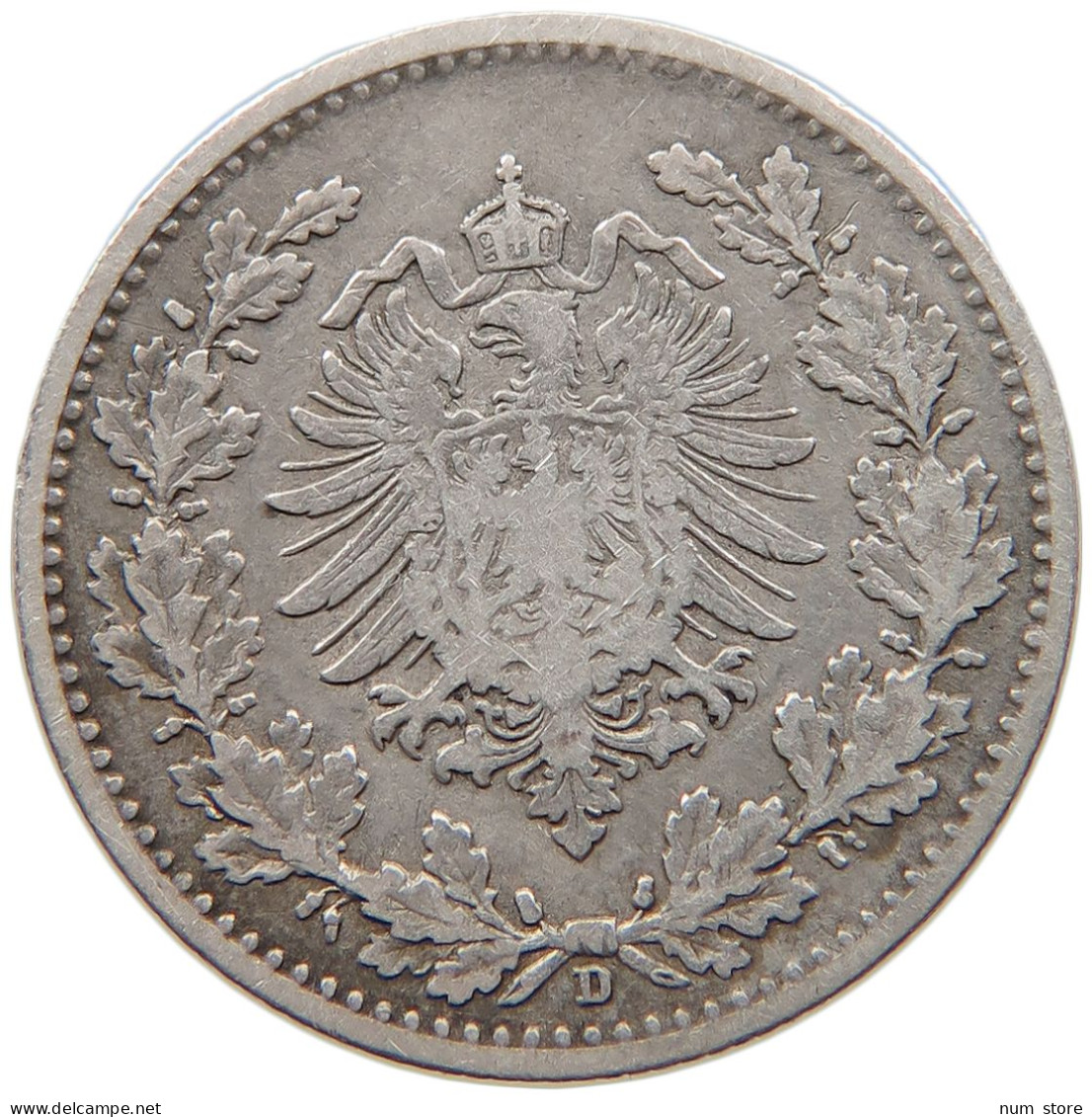 KAISERREICH 50 PFENNIG 1877 D  #t029 0257 - 50 Pfennig