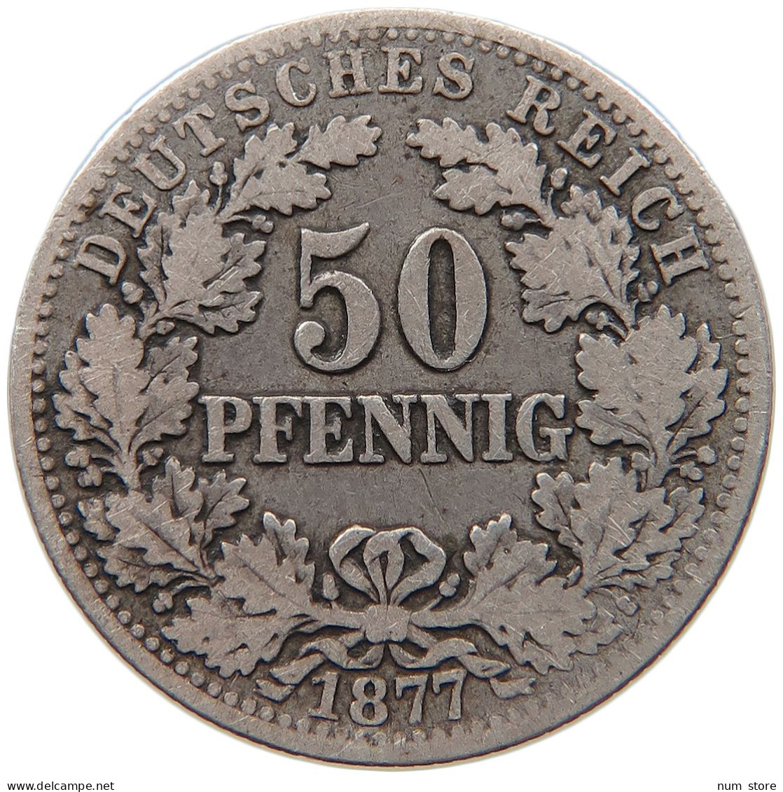 KAISERREICH 50 PFENNIG 1877 B  #t029 0263 - 50 Pfennig