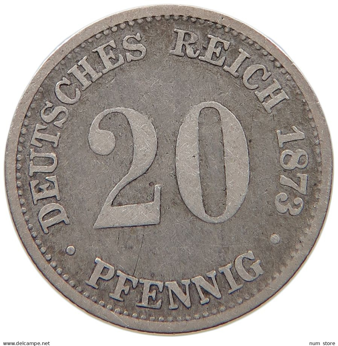 KAISERREICH 20 PFENNIG 1873 B  #t029 0265 - 20 Pfennig