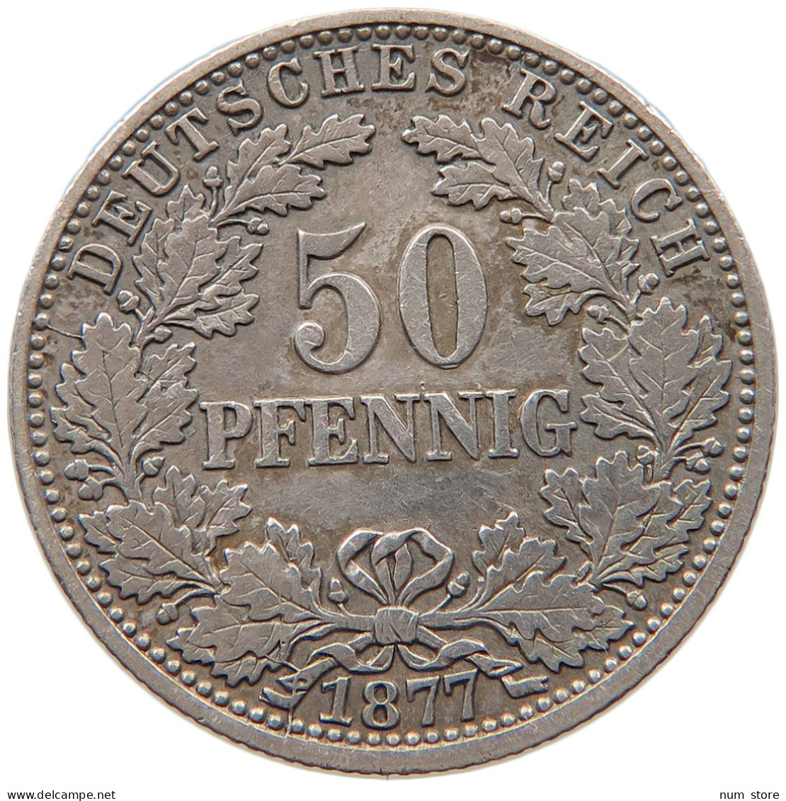 KAISERREICH 50 PFENNIG 1877 C  #t029 0253 - 50 Pfennig