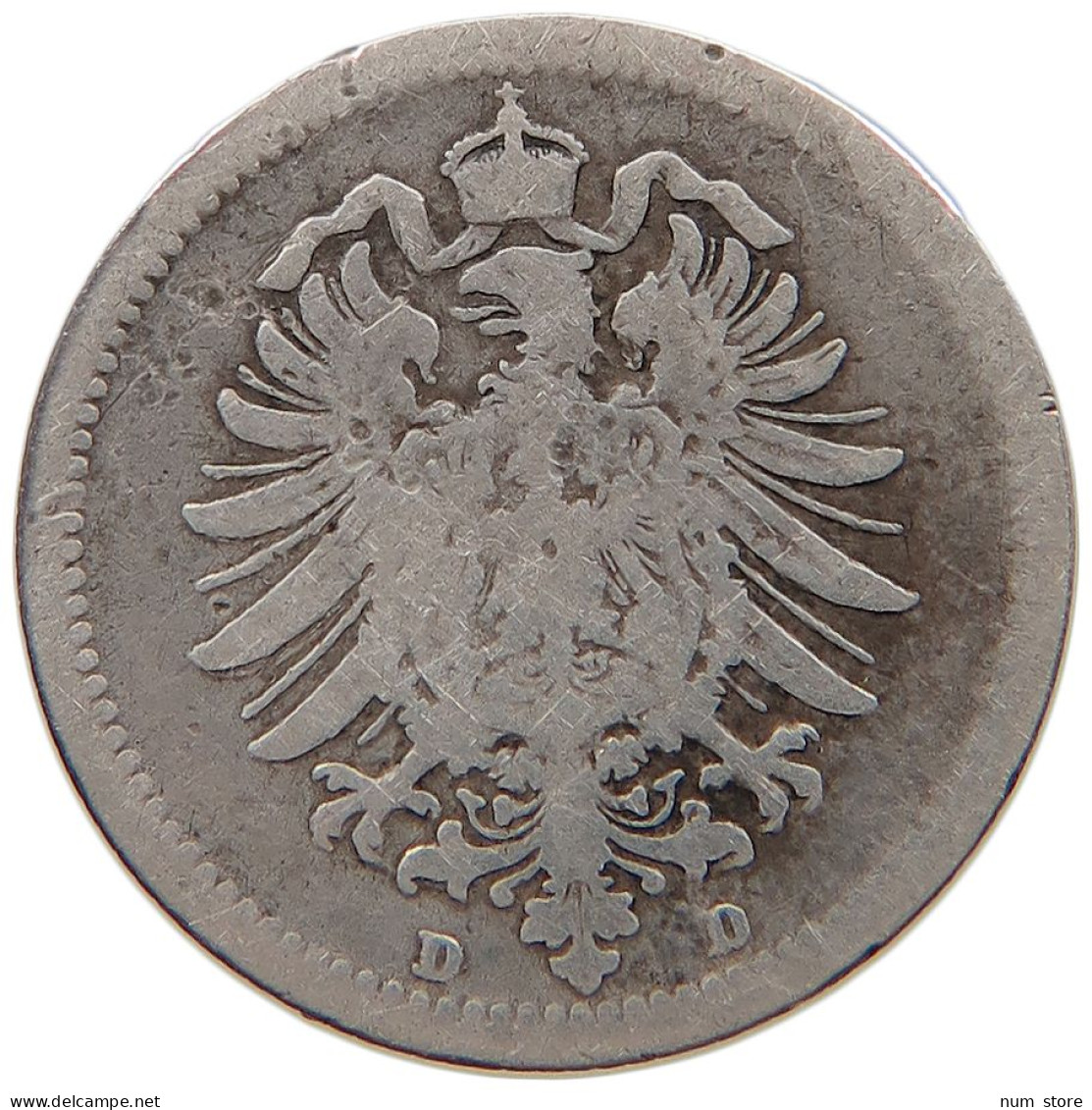 KAISERREICH 20 PFENNIG 1874 D  #t029 0269 - 20 Pfennig