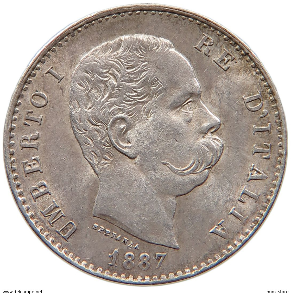 ITALY LIRA 1887  UMBERTO I. 1878-1900 #t029 0087 - 1878-1900 : Umberto I.