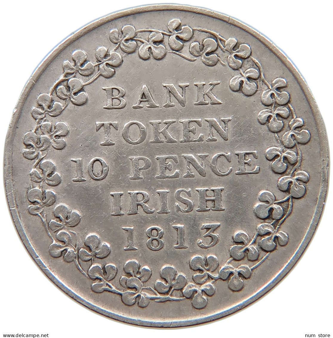 IRELAND 10 PENCE 1813 GEORGE III. 1760-1820 BANK TOKEN #t022 0623 - Irlande