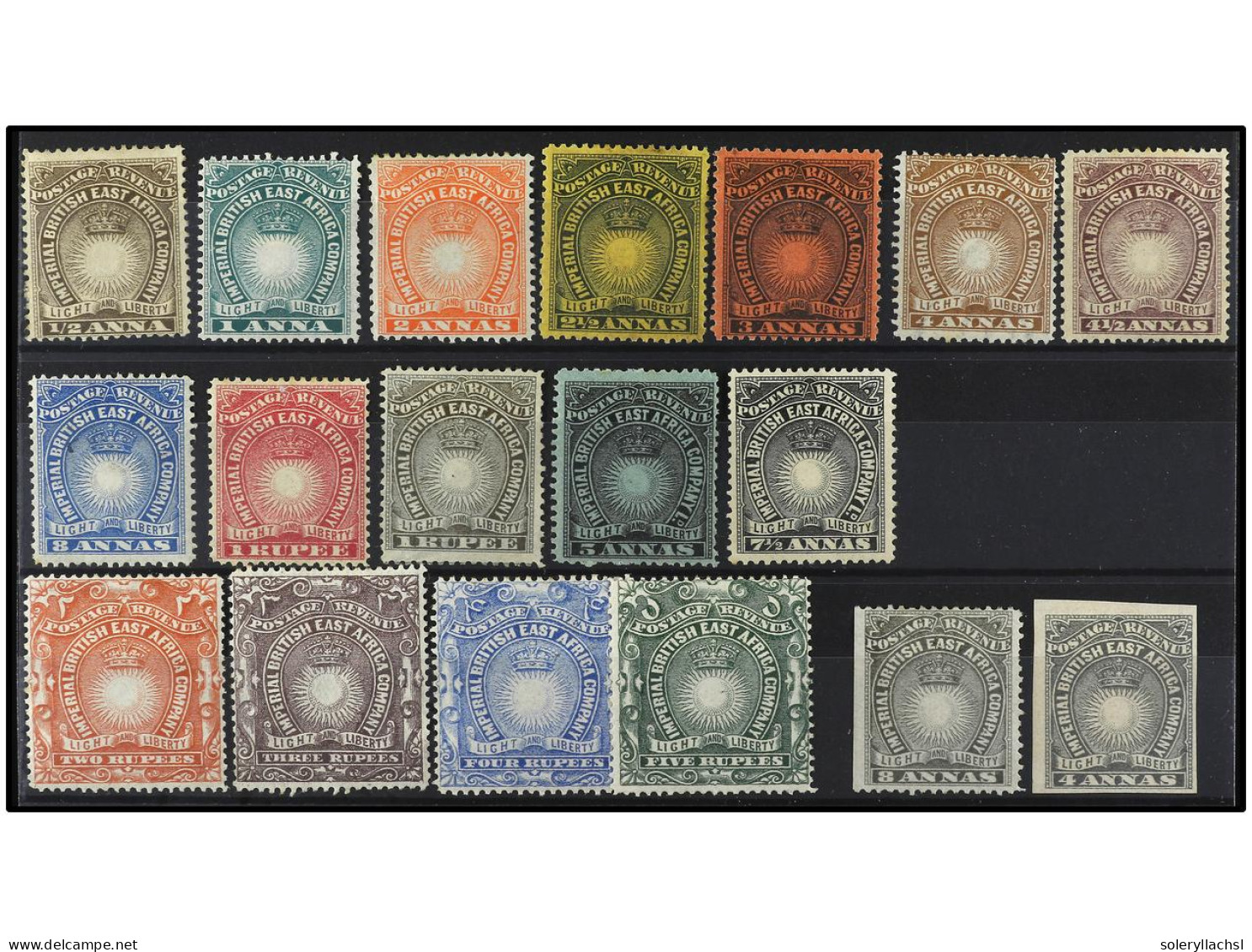 * AFRICA ORIENTAL BRITANICA. 1890-1895. EIGHTEEN Values, Complete Set. 4 A. Imperforate. Key Value, Small Central Thin W - Sonstige & Ohne Zuordnung