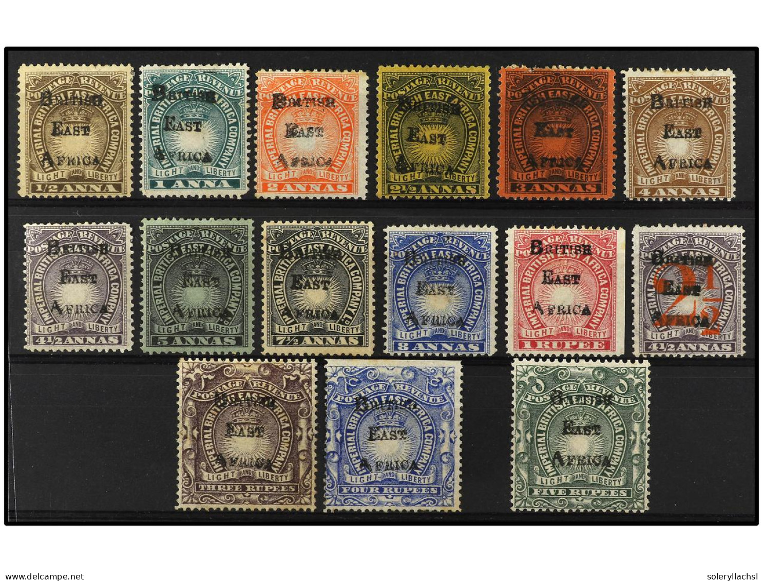 */(*) AFRICA ORIENTAL BRITANICA. 1895. FIFTEEN Values. Missing 2 R. Brick-red. RARE. Most Signed Holcombe. Yv. 29/39, 41 - Other & Unclassified