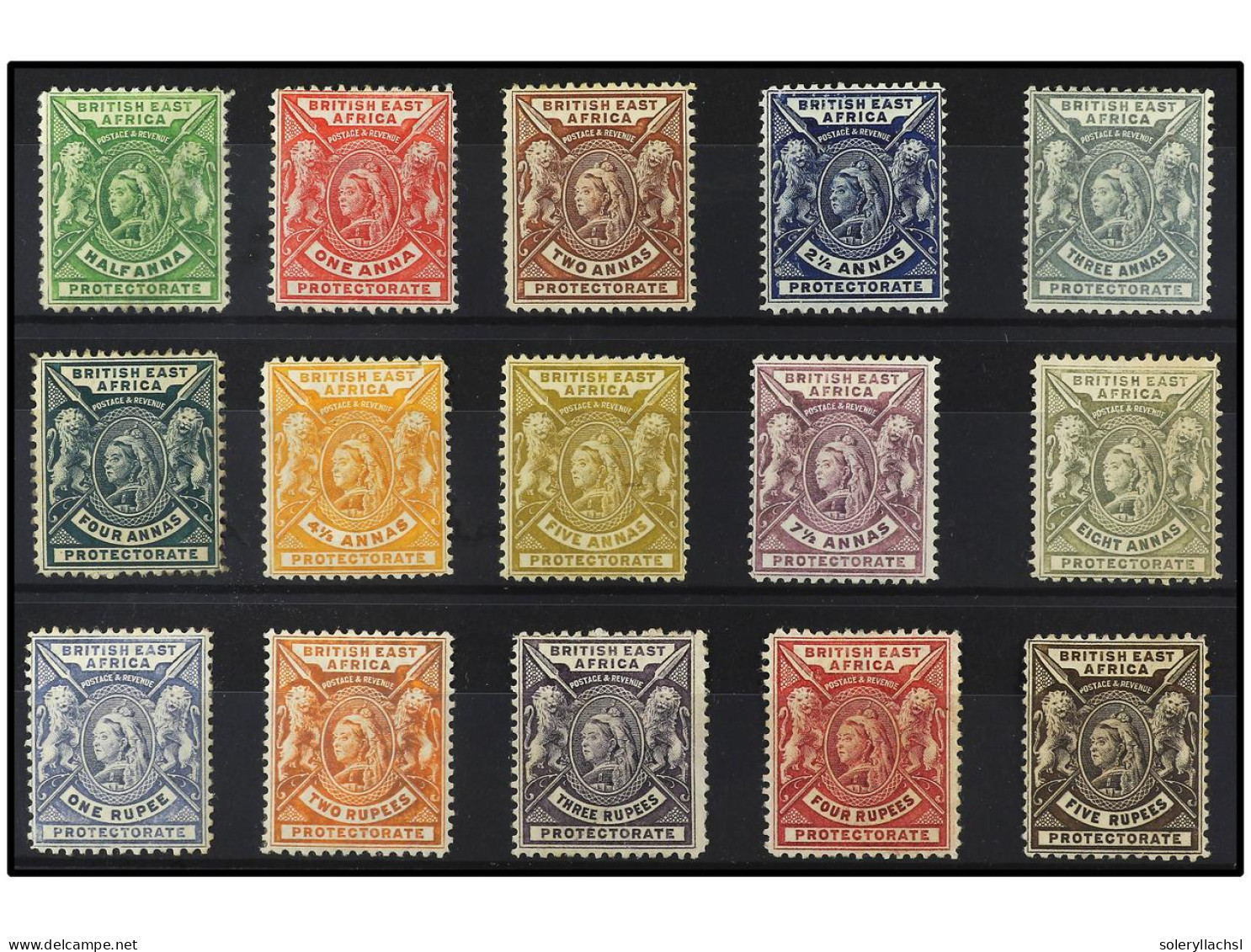 * AFRICA ORIENTAL BRITANICA. 1896. FIFTEEN Values, Complete Set. A Few Values, Toned Gum. Yv. 61/75 Cat. 420€. SG.65/79. - Andere & Zonder Classificatie