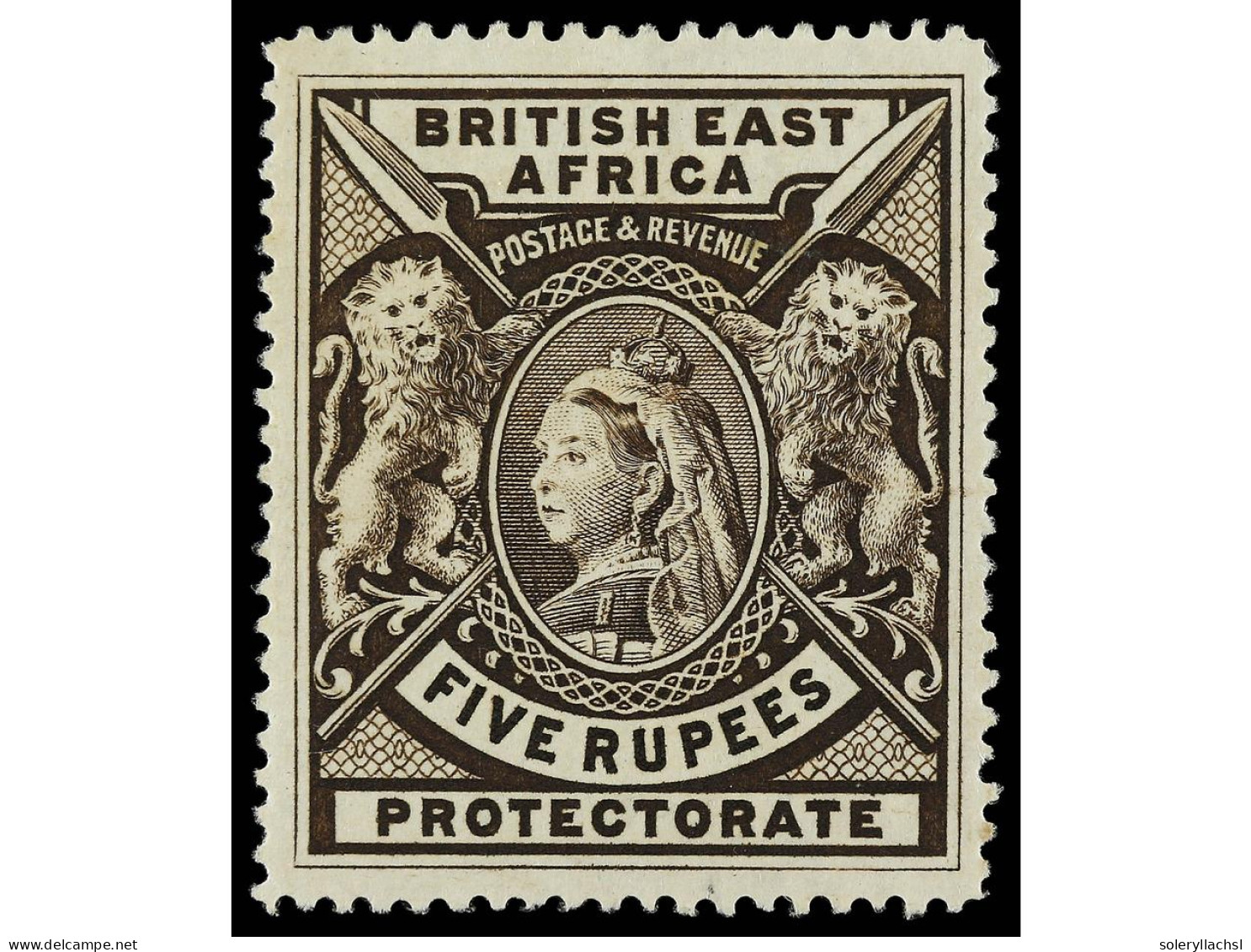 * AFRICA ORIENTAL BRITANICA. 1897. 5 Rupees Deep Sepia. Yv. 80 Cat. 400€. SG.96. - Autres & Non Classés